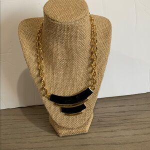 Vintage Monet Black enamel and Gold-tone Collar Statement Necklace